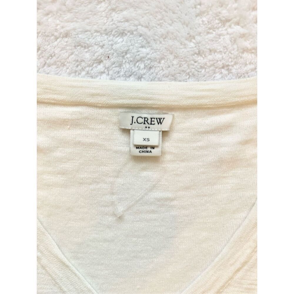 Women’s off white J. Crew tassel top size XS 3/4 sleeve - Picture 4 of 6